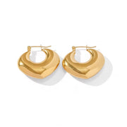 18K Gold Plated Stainless Steel French Hollow Luxury Big Heart Similar Hoop Earrings Trendy Style