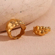 Chunky Cloud Design Dome Ring Gold Plated Stainless Steel Jewelry Christmas Gift Set for Women