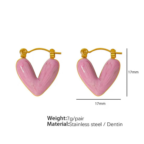 JEWELRY EH62 Factory Hot Sale Explosive Earrings Fresh and Sweet Heart-Shaped Enamel Earrings