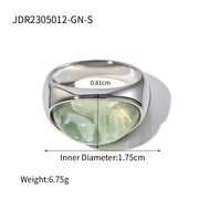 Ins New Arrival 18K PVD Gold Plated Rings Jewelry Gift Set Stainless Steel Rectangle Resin Chunky Earrings