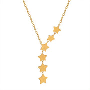 Korean Sweet Gold Plated Star Tassel Charm Pendant Light Luxury Titanium Steel Collarbone Necklace for Women