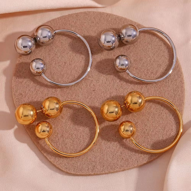 Summer Jewelry Exaggerated Ball Shape Stud Earrings 18K Gold Plated Stainless Steel Hoop Earring