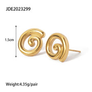 Minimalist Geometric Spiral Waterproof 18K Gold Plated Stainless Steel Stud Earrings Women Jewelry