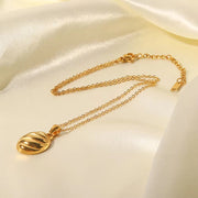 Unique 18K Gold Plated Irregular Croissant Necklace Stainless Steel Spiral Pendant Necklace for Women