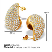 JEWELRY EH200-1 French Gold Large Teardrop Earrings Set Diamond Gum Bead Earrings Exaggerated Earrings