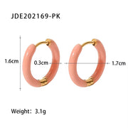 Jelly Color Enamel Small Size Hoop Earrings Stainless Steel Gold 18K Plated Oil Dripping Jewelry Earrings