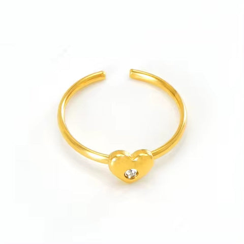 Waterproof 18K Gold Stainless Steel Zircon Ring Adjustable Ring Knotted Titanium Steel Heart Ring INS Wind Jewelry for Woman