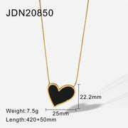 Vintage Style 18K Gold Plated Black Irregular Heart Necklace Gift Stainless Steel Black Enamel Heart Pendant Necklace for Women