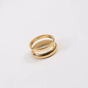 INS Trendy Minimalist Jewelry Double Wire Gold Plated Chain Ring Jewelry Stainless Steel Knuckle Joint Ring for Women