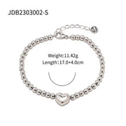 Waterproof Jewelry Heart Charm Stone Choker Gift Luxury round Ball Bead Chain Bracelet Necklace for Women