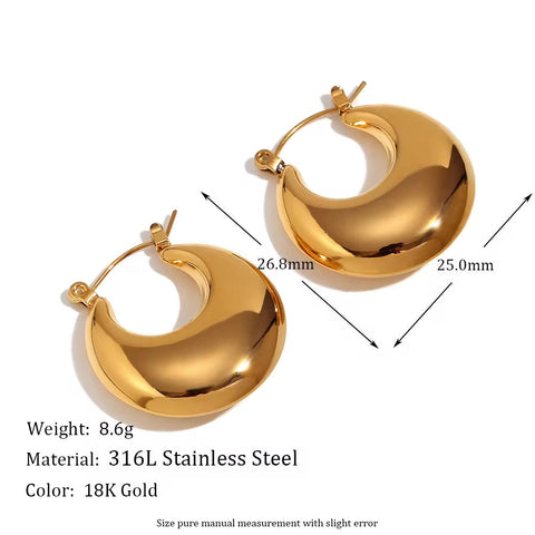 Hollow Minimalist Earrings Gold Plated Stainless Steel Hoop Earrings Tarnish Free Earrings Wholesale Bulk