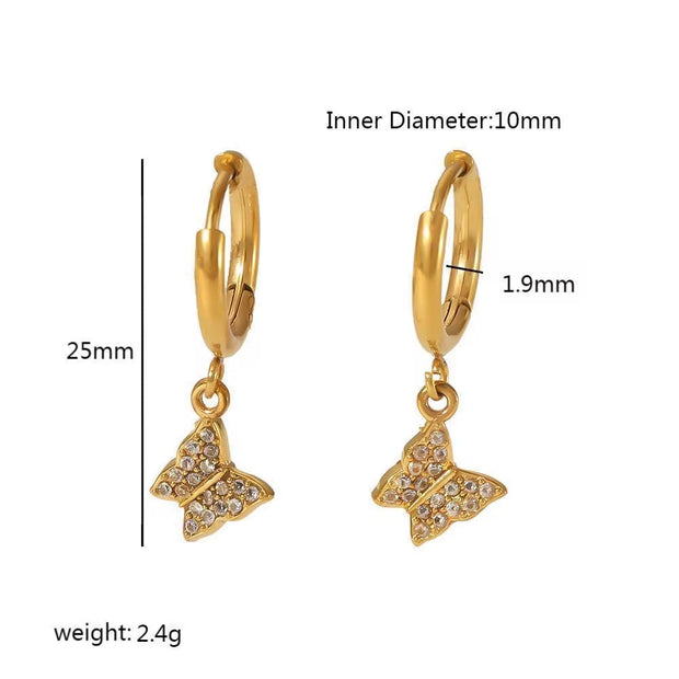 Shiny 18K Gold Hoop Cz Huggie Plated Woman Iced Out Trendy Stainless Steel Jewellery Wholesale Earring for Women