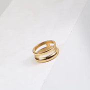 INS Trendy Minimalist Jewelry Double Wire Gold Plated Chain Ring Jewelry Stainless Steel Knuckle Joint Ring for Women