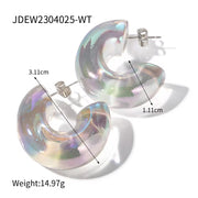 Candy Color Chunky Transparent Half round Earring Hot Sale Eco-Friendly Resin Material CC Earrings for Women