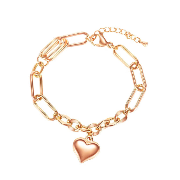 Fashion Jewelry Classic Women'S Stainless Steel Hearts Chain Hip Hop Bracelet for Men