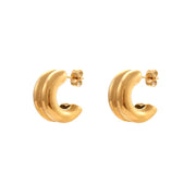 Chunky C Shape 18K Gold Plated Stainless Steel Stud Earring for Women Double Layer Earring Women Jewelry