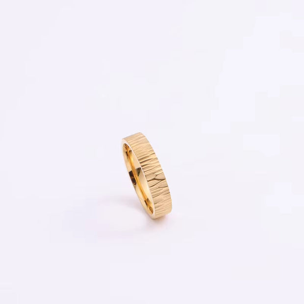 Waterproof PVD 18K Gold Plated Snowflake Stripe Rings for Women Finger Ring