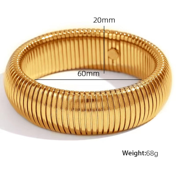 JEWELRY Fashion Stainless Steel Wide Face Bracelet Trendy Color Blocking Bracelet Stretchy Snake Bone for Women