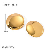 Jewelry High Polish 18K Gold Plated Stainless Steel Smooth Rectangular Big round Chunky Earring