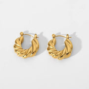 INS Popular Statement 18K Gold Plated Twisted Circle Stainless Steel Hoop Earrings for Women