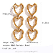 Hollow Heart Stud Earrings Set Gold Plated Women Jewelry Stainless Steel Gift for Women