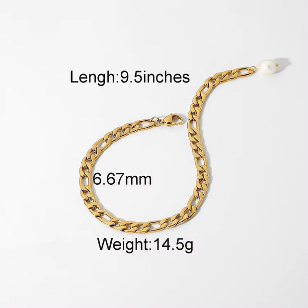 3Mm 6Mm 8Mm 12Mm Miami Cuban Chain Bracelet Punk Jewelry for Men Women 18K Gold Plated Stainless Chain Bracelet