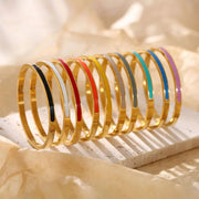 Custom Fashion Hot Sale Popular Jewelry for Women 316L Stainless Steel Bracelet Enamel Colorful Bangle