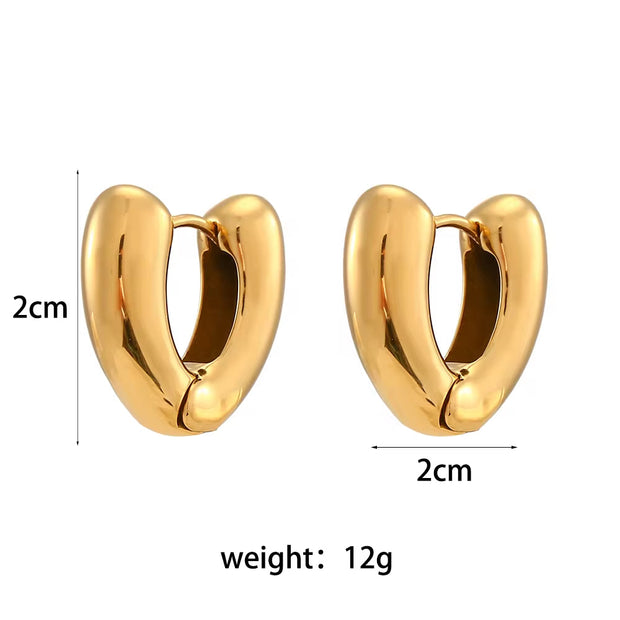 Minimalist Hollow Heart Shape Huggies Earring 18K Gold Plated Stainless Steel Hoop Earring Jewelry Women