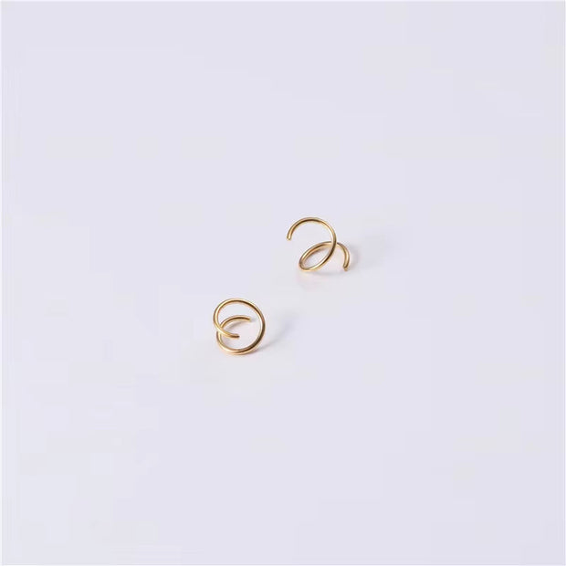 Handmade PVD 18K Gold Plated Spiral Gradient Linellae Earring Stainless Steel Wire Wrapped Jewelry