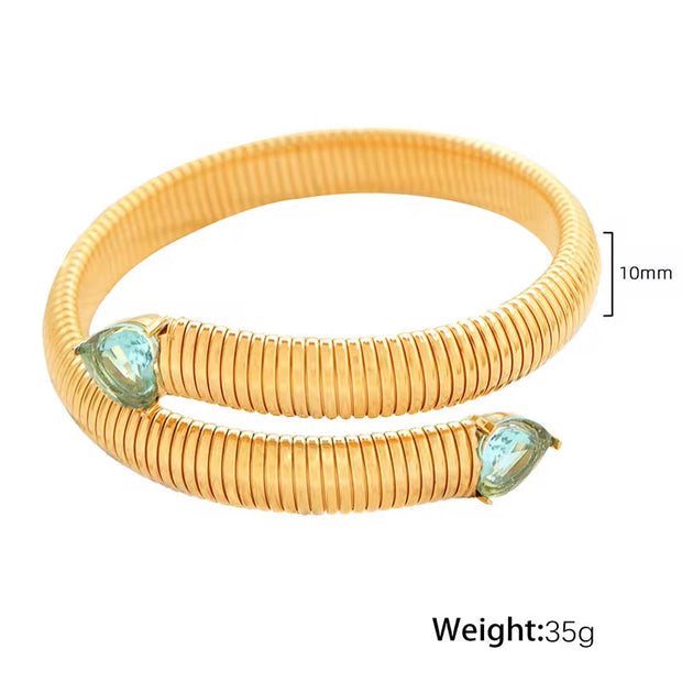 JEWELRY SZ17 Fashion Heart Bracelet Fashion Snake Bone Stretch Bracelet Stainless Steel Gold Plated Bangle