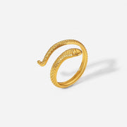 Vintage 18K Gold Plated Stainless Steel Snake Shape Adjustable Finger Rings for Women Party Jewelry