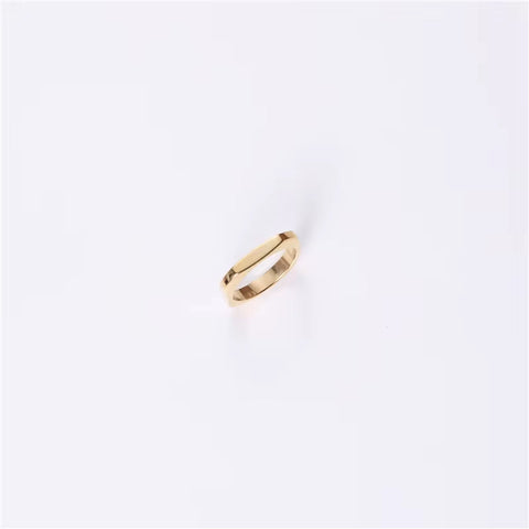 New Trendy Minimalist Non Tarnish 18K Gold Plated Stainless Steel Irregular Hexagon Square Rings Women