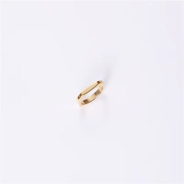 New Trendy Minimalist Non Tarnish 18K Gold Plated Stainless Steel Irregular Hexagon Square Rings Women