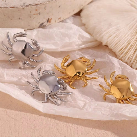 Dainty Crab Stud Earrings for Women Waterproof Jewelry Gold Plated Christmas Earrings