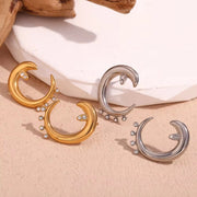 Crystal Rhinestone Jewelry Crescent Star Stud Earrings Gold Plated Jewelry Gifts for Women Titanium Jewelry