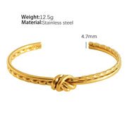 JEWELRY SZ45-7-SZ51 Hot Sale Vintage Fashion Stainless Steel Open Bangle Twist Knot C Shape Bangle for Women