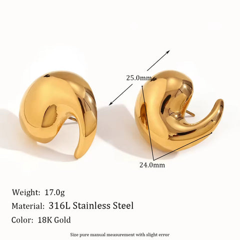 Winding Water Wave Stud Earrings