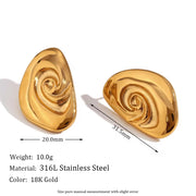 Conch Design Gold Plated Stud Earrings Tarnish Free Jewelry Stainless Steel Boucle D'Oreille