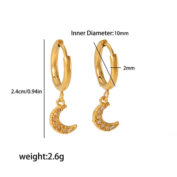 Shiny 18K Gold Hoop Cz Huggie Plated Woman Iced Out Trendy Stainless Steel Jewellery Wholesale Earring for Women