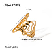 Geometric Jewelry Stainless Steel Ring Girls 18K Gold Plated Thin Lines Hollow Spiral Stacking Rings