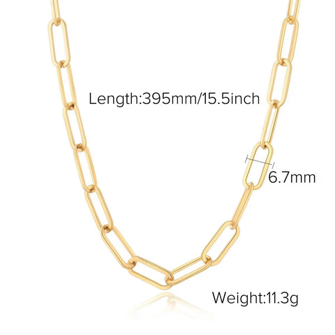 Waterproof Stainless Steel Thick Chain Layers Bead Snake Paperclip Cuban Chain Choker Necklace