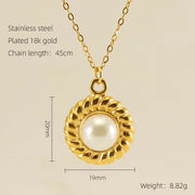 Fashion Waterproof Natural Stone Necklace Pendant Stainless Steel Gold Plated Pearl Necklace