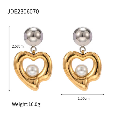 Gold Silver Colored Personalized Pear Pendant 18K Gold-Plated Stainless Steel Heart Earrings for Girls