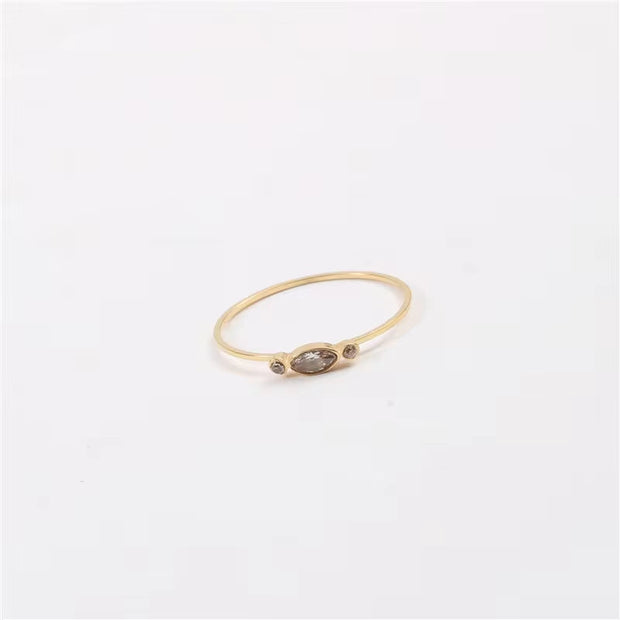 Ins Hot High End 18K Gold Plated Dainty Glass Rings for Women Trendy Jewelry