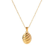 Unique 18K Gold Plated Irregular Croissant Necklace Stainless Steel Spiral Pendant Necklace for Women