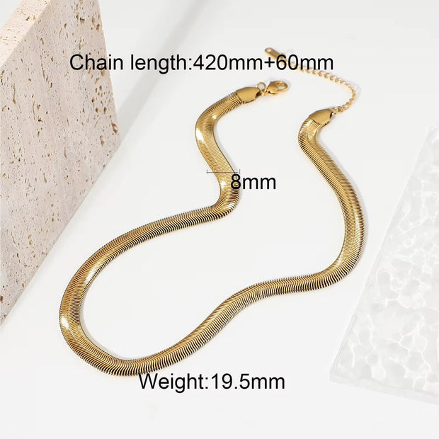 Simple Stainless Steel Basic Chain Necklace Stainless Steel Punk Snake Chain Cuban Chain Necklace