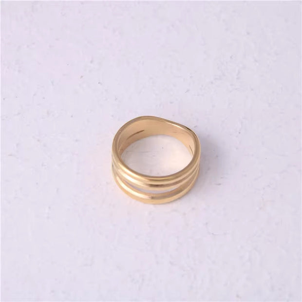 Non Tarnish Stainless Steel Plated 18K Gold Plated Three 3 Layer Ring for Women