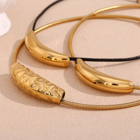 Punk Style Magnetic Choker Necklace 18K Gold Plated Snake Chain Jewelry 316L Stainless Steel Necklace