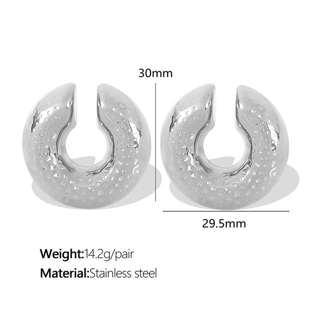 JEWELRY French Ear Bone Clip Stainless Steel Textured Gold Plated Earrings for Women