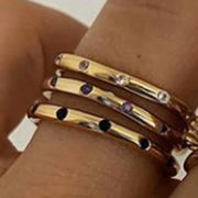 High End Waterproof Wholesale 18K Gold Plated Dot Diamond Steel Dainty Rings for Women